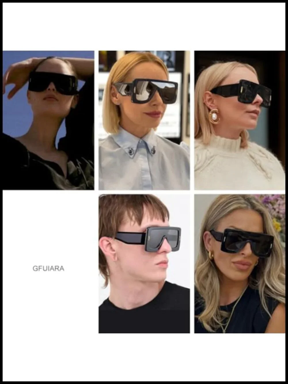 Oversized Shield Sunglasses UV400 Protection Flat Top Fashion